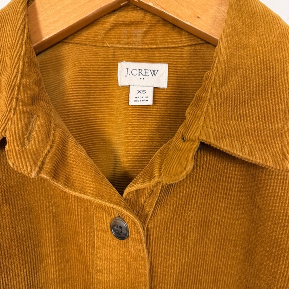 J.Crew Mustard Corduroy Button Front Shirt XS | Fall Cotton Stretch Utility Top - Picture 3 of 9